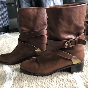 Stuart Weitzman Cognac Moto Boots